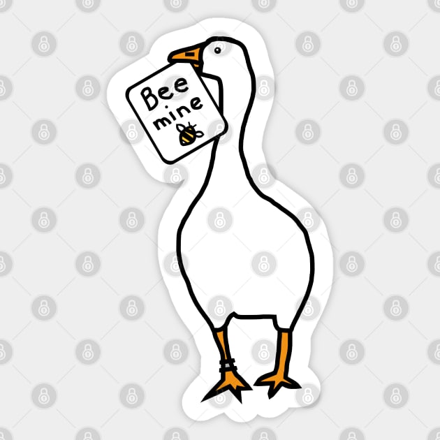 White Goose says Bee Mine this Valentines Day Sticker by ellenhenryart